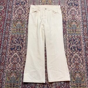 VTG 60s 70s Big Yank Cream Flared Pants 33x28 Wide Leg Tan Beige Western USA